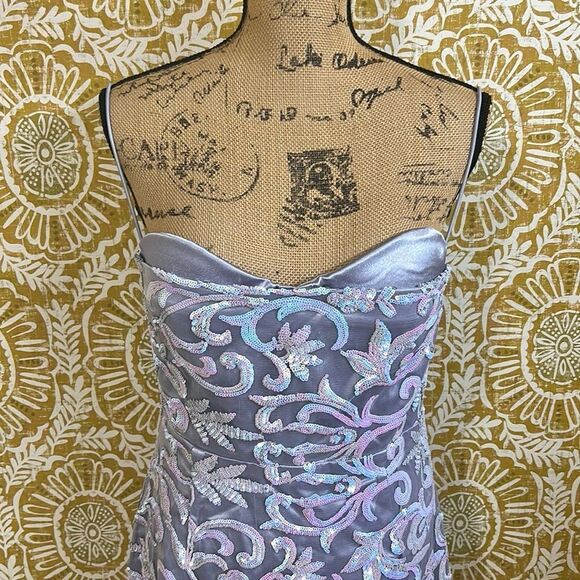 NWT Naked Wardrobe Sequin Sweetheart Spaghetti Strap Mini Dress in Purple Blue M - Picture 7 of 13